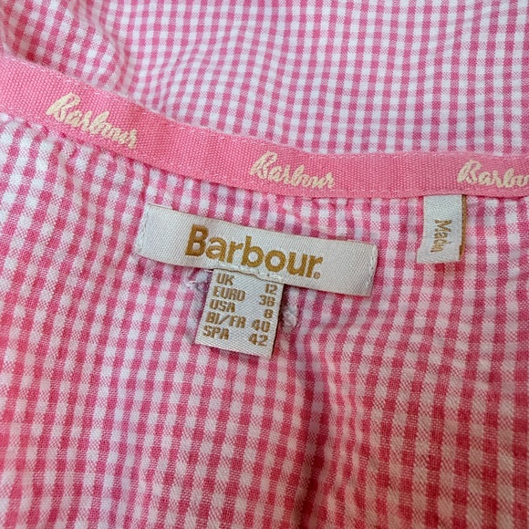 Barbour Azalea Midi Belted Pink Gingham Dress - 8 - Picture 5 of 6